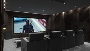 Cinemascope home cinema with two rows of seats